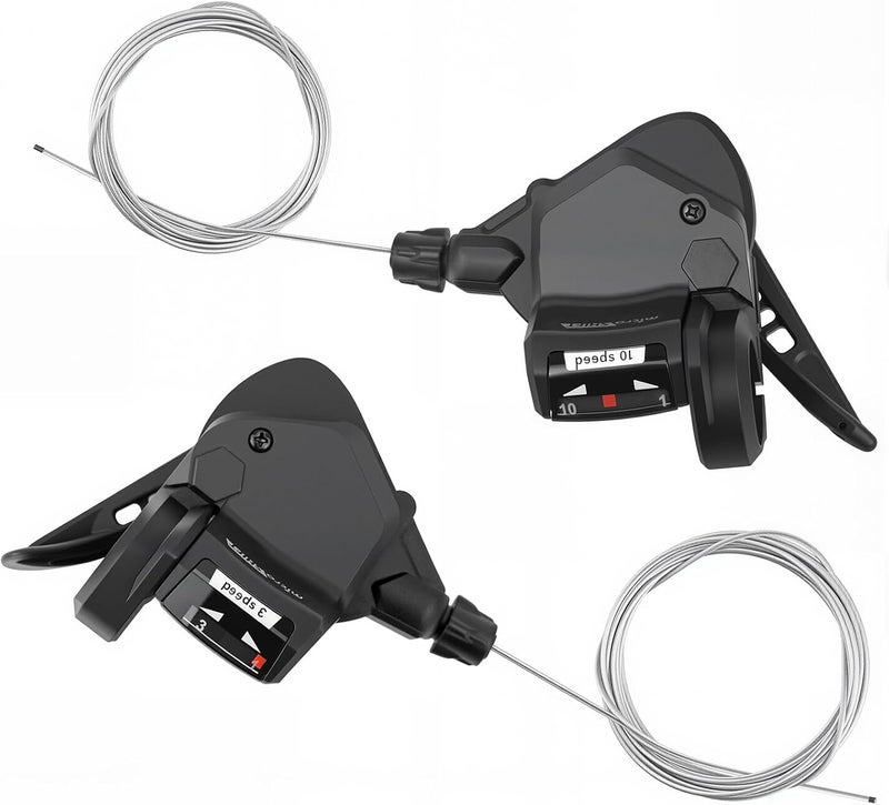 GRELiving Pair Bike Shifter 3x8/9/10 Speed Left and Right Thumb Gear Shifter for Moutain Bike, Road Bike, MTB, BMX, Fixie Gear, Cycling (3x10 Speed) - Image 1